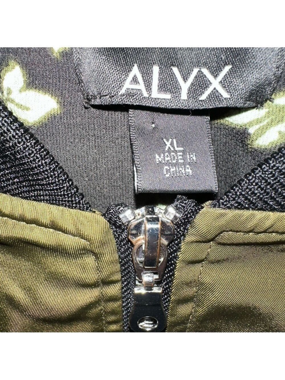 ALYX Satin Olive Green Lined Full Zip Pockets Military Bomber Jacket - Picture 10 of 13